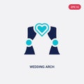 Two color wedding arch vector icon from love & wedding concept. isolated blue wedding arch vector sign symbol can be use for web, Royalty Free Stock Photo