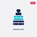 Two color wedding cake vector icon from love & wedding concept. isolated blue wedding cake vector sign symbol can be use for web, Royalty Free Stock Photo