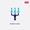 Two color wedding candle vector icon from birthday party and wedding concept. isolated blue wedding candle vector sign symbol can