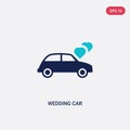 Two color wedding car vector icon from birthday party and wedding concept. isolated blue wedding car vector sign symbol can be use Royalty Free Stock Photo