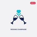Two color wedding champagne vector icon from birthday party and wedding concept. isolated blue wedding champagne vector sign Royalty Free Stock Photo