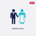Two color wedding couple vector icon from birthday party and wedding concept. isolated blue wedding couple vector sign symbol can Royalty Free Stock Photo