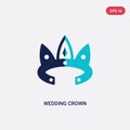 Two color wedding crown vector icon from birthday party and wedding concept. isolated blue wedding crown vector sign symbol can be Royalty Free Stock Photo