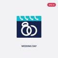 Two color wedding day vector icon from birthday party and wedding concept. isolated blue wedding day vector sign symbol can be use Royalty Free Stock Photo
