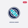 Two color wedding dinner vector icon from birthday party and wedding concept. isolated blue wedding dinner vector sign symbol can Royalty Free Stock Photo