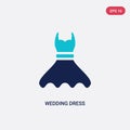 Two color wedding dress vector icon from birthday party and wedding concept. isolated blue wedding dress vector sign symbol can be Royalty Free Stock Photo