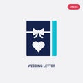 Two color wedding letter vector icon from birthday party and wedding concept. isolated blue wedding letter vector sign symbol can Royalty Free Stock Photo