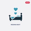 Two color wedding night vector icon from shapes concept. isolated blue wedding night vector sign symbol can be use for web, mobile Royalty Free Stock Photo