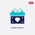 Two color wedding present vector icon from birthday party and wedding concept. isolated blue wedding present vector sign symbol Royalty Free Stock Photo