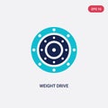 Two color weight drive vector icon from gym and fitness concept. isolated blue weight drive vector sign symbol can be use for web Royalty Free Stock Photo