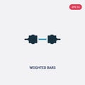 Two color weighted bars vector icon from sports concept. isolated blue weighted bars vector sign symbol can be use for web, mobile