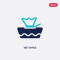 Two color wet wipes vector icon from beauty concept. isolated blue wet wipes vector sign symbol can be use for web, mobile and