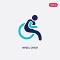 Two color wheel chair vector icon from humans concept. isolated blue wheel chair vector sign symbol can be use for web, mobile and Royalty Free Stock Photo