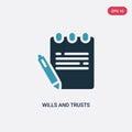 Two color wills and trusts vector icon from law and justice concept. isolated blue wills and trusts vector sign symbol can be use Royalty Free Stock Photo