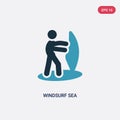 Two color windsurf sea vector icon from sports concept. isolated blue windsurf sea vector sign symbol can be use for web, mobile