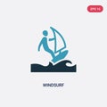 Two color windsurf vector icon from nautical concept. isolated blue windsurf vector sign symbol can be use for web, mobile and