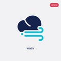 Two color windy vector icon from autumn concept. isolated blue windy vector sign symbol can be use for web, mobile and logo. eps Royalty Free Stock Photo