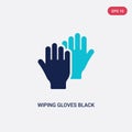 Two color wiping gloves black pair vector icon from cleaning concept. isolated blue wiping gloves black pair vector sign symbol