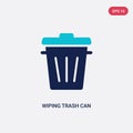 Two color wiping trash can vector icon from cleaning concept. isolated blue wiping trash can vector sign symbol can be use for web Royalty Free Stock Photo