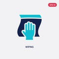 Two color wiping vector icon from cleaning concept. isolated blue wiping vector sign symbol can be use for web, mobile and logo. Royalty Free Stock Photo