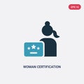 Two color woman certification vector icon from seo and web concept. isolated blue woman certification vector sign symbol can be Royalty Free Stock Photo