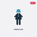 Two color woman hair vector icon from people concept. isolated blue woman hair vector sign symbol can be use for web, mobile and Royalty Free Stock Photo