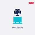 Two color woman online vector icon from cyber concept. isolated blue woman online vector sign symbol can be use for web, mobile Royalty Free Stock Photo