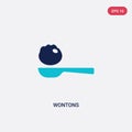 Two color wontons vector icon from culture concept. isolated blue wontons vector sign symbol can be use for web, mobile and logo.