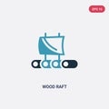 Two color wood raft vector icon from nautical concept. isolated blue wood raft vector sign symbol can be use for web, mobile and