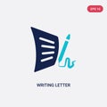 Two color writing letter vector icon from communication concept. isolated blue writing letter vector sign symbol can be use for