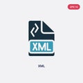 Two color xml vector icon from programming concept. isolated blue xml vector sign symbol can be use for web, mobile and logo. eps