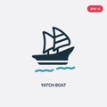 Two color yatch boat vector icon from summer concept. isolated blue yatch boat vector sign symbol can be use for web, mobile and