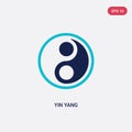 Two color yin yang vector icon from accommodation concept. isolated blue yin yang vector sign symbol can be use for web, mobile Royalty Free Stock Photo