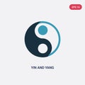 Two color yin and yang vector icon from shapes and symbols concept. isolated blue yin and yang vector sign symbol can be use for Royalty Free Stock Photo