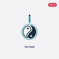 Two color yin yang vector icon from signs concept. isolated blue yin yang vector sign symbol can be use for web, mobile and logo. Royalty Free Stock Photo