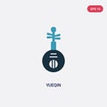 Two color yueqin vector icon from music and multimedia concept. isolated blue yueqin vector sign symbol can be use for web, mobile