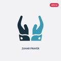 Two color zuhar prayer vector icon from signs concept. isolated blue zuhar prayer vector sign symbol can be use for web, mobile Royalty Free Stock Photo