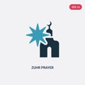 Two color zuhr prayer vector icon from religion-2 concept. isolated blue zuhr prayer vector sign symbol can be use for web, mobile Royalty Free Stock Photo