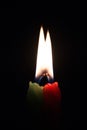 Two burning candles on a black background Royalty Free Stock Photo