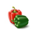 Two Colored Green, Red Bulgarian Bell Peppers