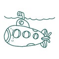 Two colored submarine front view vector icon from army and war Royalty Free Stock Photo