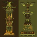 Two colored totem poles Royalty Free Stock Photo