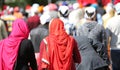 Two colored veils of two Sikh women