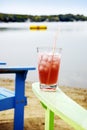 Lakeside beach beverage.