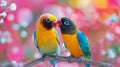 Two Colorful Birds on Tree Branch Royalty Free Stock Photo