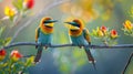 Two Colorful Birds on Tree Branch Royalty Free Stock Photo