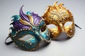 Two Colorful Carnival Mardi Gras Masks