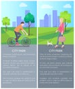 Two Colorful City Park Posters Vector Illustration