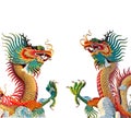 Two colorful dragon statue