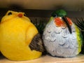 Two colorful fat bird statutes Royalty Free Stock Photo